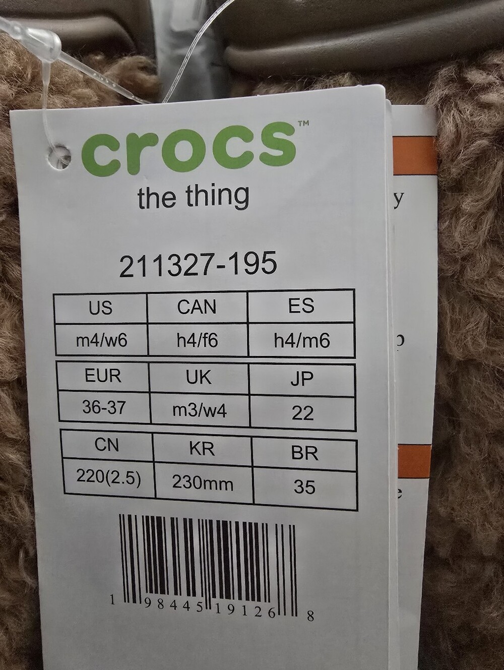 CROCS W6 Fuzzy Lined Clog in Brown The Thing - Picture 3 of 3